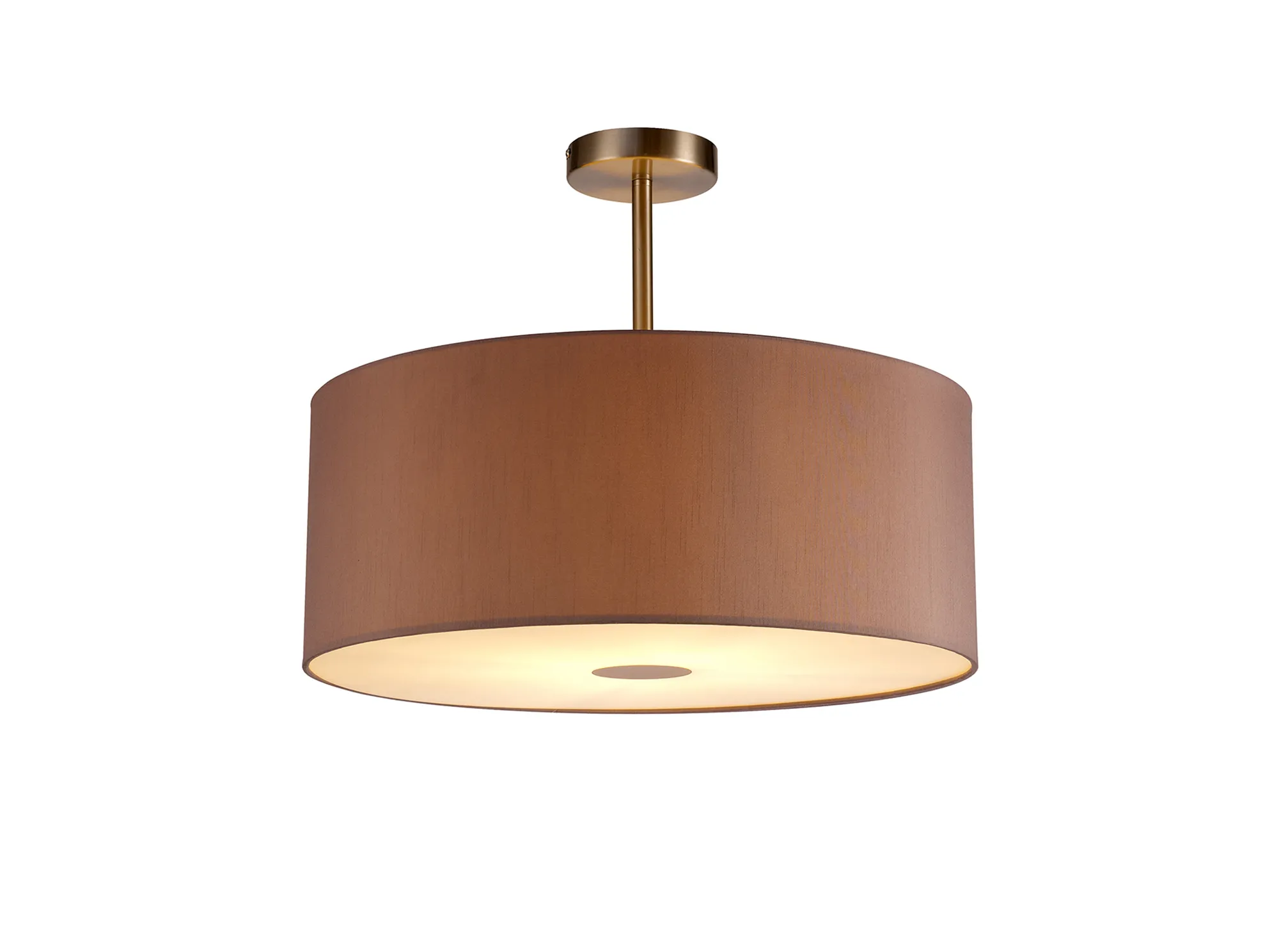 Baymont 50cm Semi Flush 1 Light Satin Nickel, Taupe/Halo Gold, Frosted Diffuser